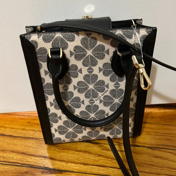 Kate Spade Black and Cream Spades Patterned Rectangle Small Crossbody Bag - Picture 4 of 6